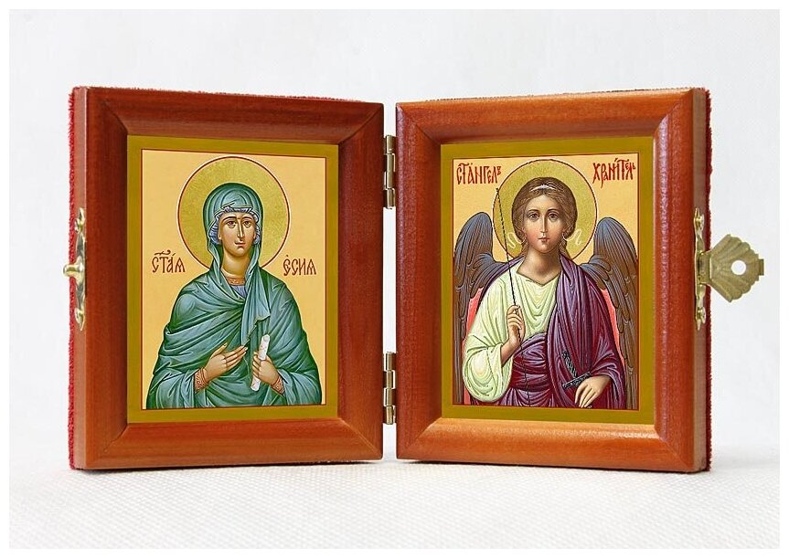 Складень именной "Мученица Есия, Евсевия - Ангел Хранитель", из двух икон 8*9,5 см