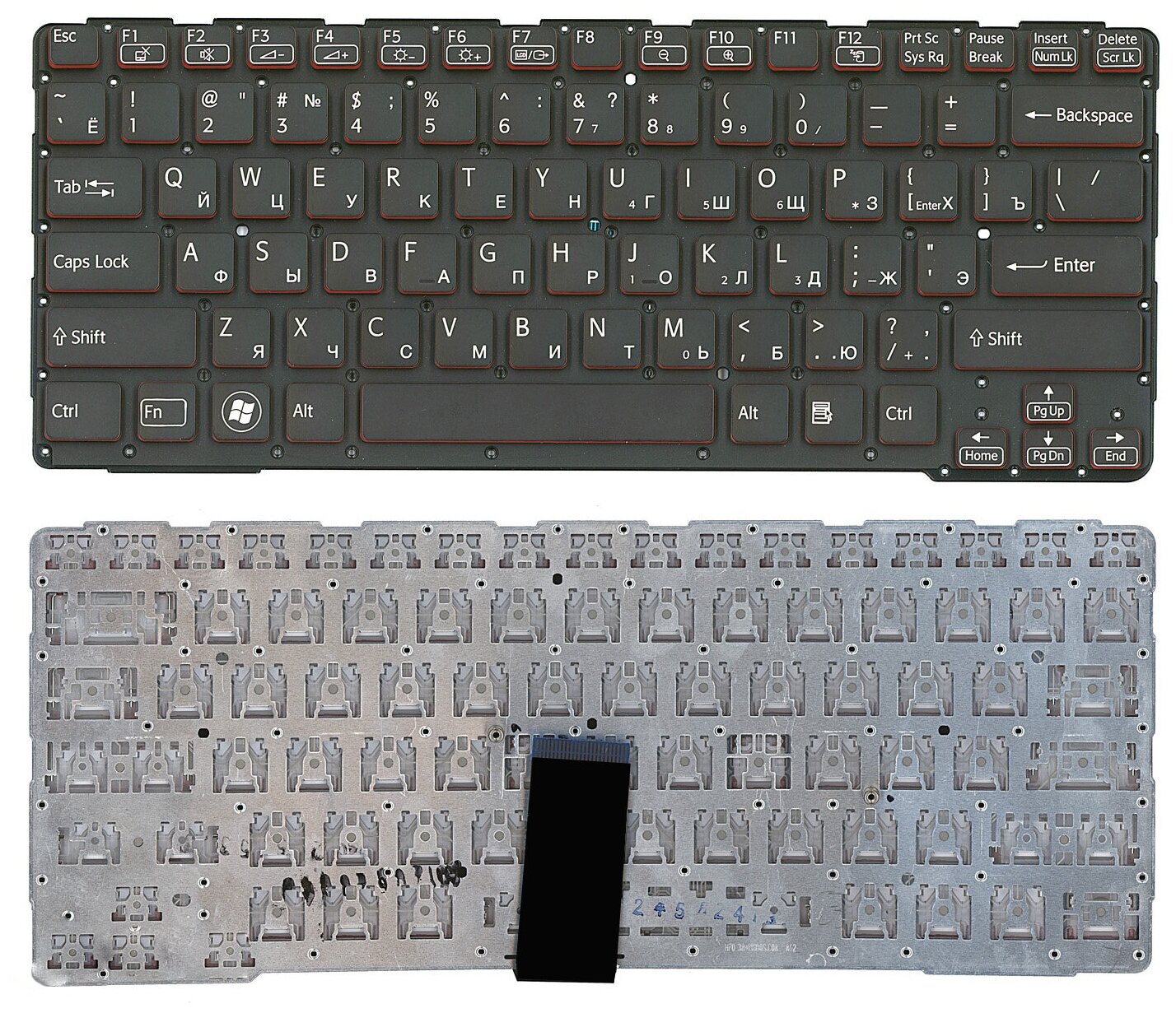 Клавиатура для ноутбука Sony Vaio SVE14A1V6RBRU3 черная с красным без рамки 1410₽