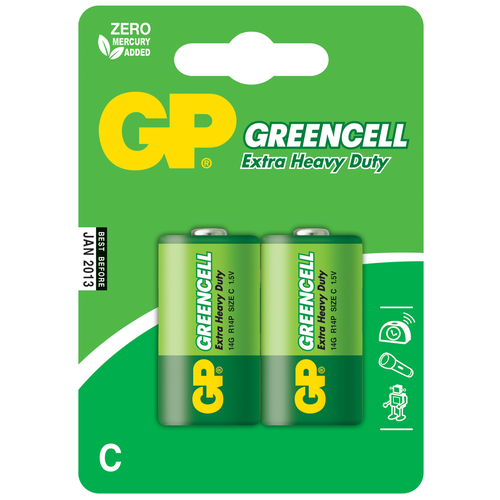 Батарейка C - GP R14 Greencell 14G-2CR2 (2 штуки)
