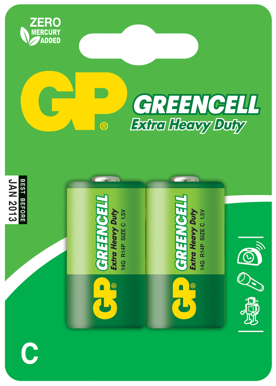 Батарейка C - GP R14 Greencell 14G-2CR2 (2 штуки)