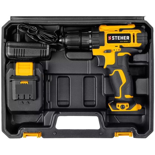 Дрель-шуруповерт STEHER CD-200-1 в кейсе 1 АКБ 2Ач 423000₽