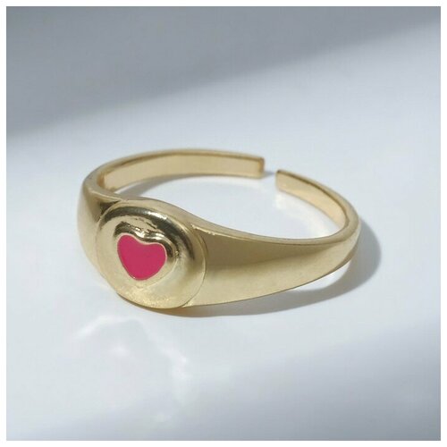 Кольцо Queen Fair, эмаль, безразмерное, розовый кольцо amore сердечко в круге цвет розовый в серебре безразмерное