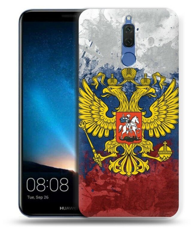 Дизайнерский силиконовый чехол для Хуавей Нова 2i/Мате 10 Лайт / Huawei Nova 2i Российский флаг и герб