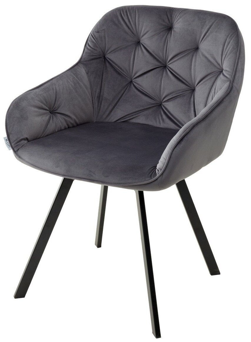 Стул GALE BLUVEL-14 GREY, велюр/ черный каркас, поворот.360 град., М-City