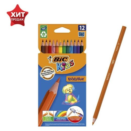 Карандаши 12 цветов BIC Kids Evolution ECOlutions, детские, ударопрочные, пластиковые