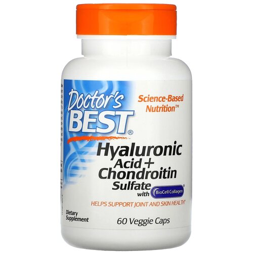 Капсулы Doctor's Best Hyaluronic Acid + Chondroitin Sulfate with BioCell Collagen вег., 110 г, 60 шт.