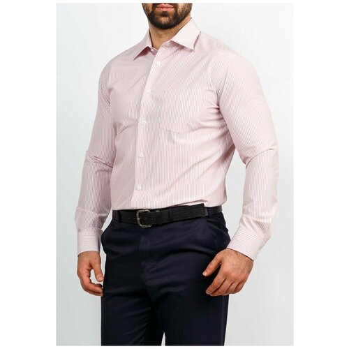 фото Рубашка мужская длинный рукав casino c661/1/783/z, полуприталенный силуэт / regular fit, цвет розовый, рост 174-184, размер ворота 39