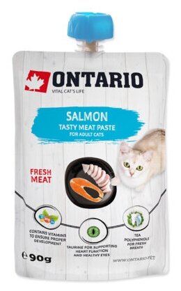 Ontario Лакомство-паштет для взрослых кошек из свежего мяса лосося 0.09 кг - фотография № 3
