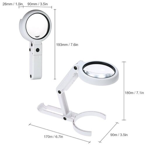 Орбита / OT-INL180 Лупа складная настольная, переносная, раскладная с подсветкой 8 LED