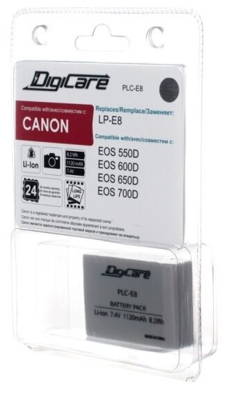 Аккумулятор для фотоаппарата Digicare PLC-E8 / LP-E8 / EOS 550D, 600D, 650D