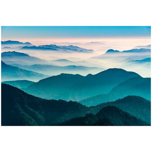 Фотообои Уютная стена Облака низко над горами 400х270 см Виниловые Бесшовные (единым полотном)