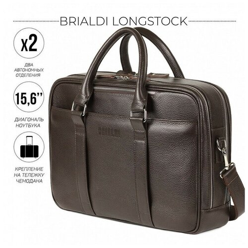 Мужская кожаная деловая сумка BRIALDI Longstock BR44554MF relief brown