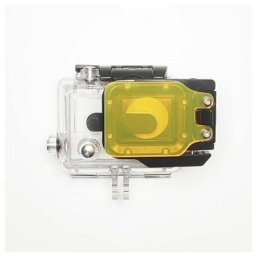 Жёлтый стеклянный подводный фильтр с откидным механизмом на аквабокс GoPro 3