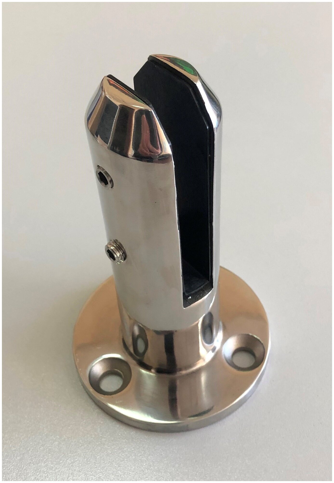 фото Напольный стеклодержатель натеко круглый из нержавеющей стали, под стекло 12 мм