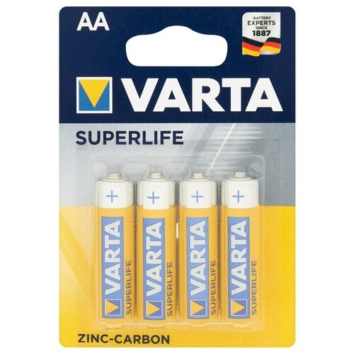 Батарейка солевая Varta SuperLife, AA, R6-4BL, 1.5В, блистер, 4 шт.