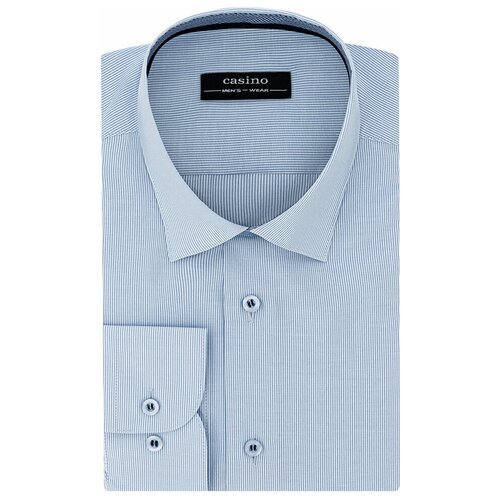 фото Рубашка мужская длинный рукав casino c121/157/1028/z/1p, полуприталенный силуэт / regular fit, цвет голубой, рост 174-184, размер ворота 44