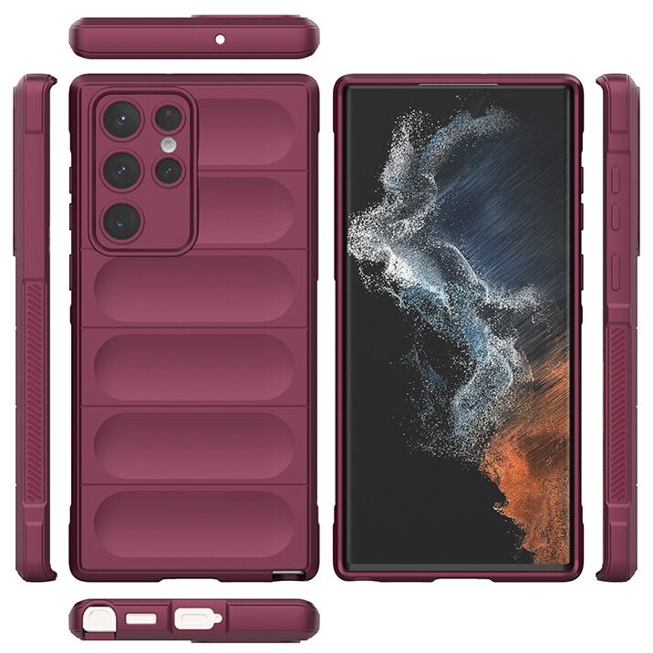 Противоударный чехол Flexible Case для Samsung Galaxy S22 Ultra бордовый