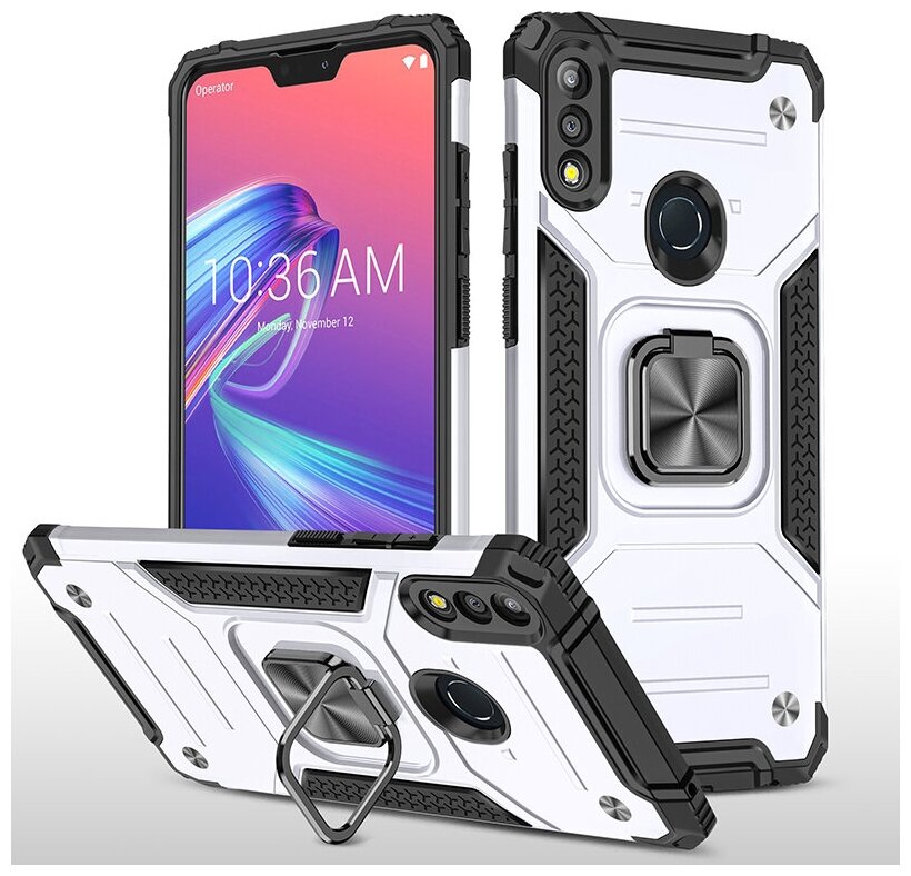 Противоударный чехол Legion Case для Asus Zenfone Max Pro M2 серебряный