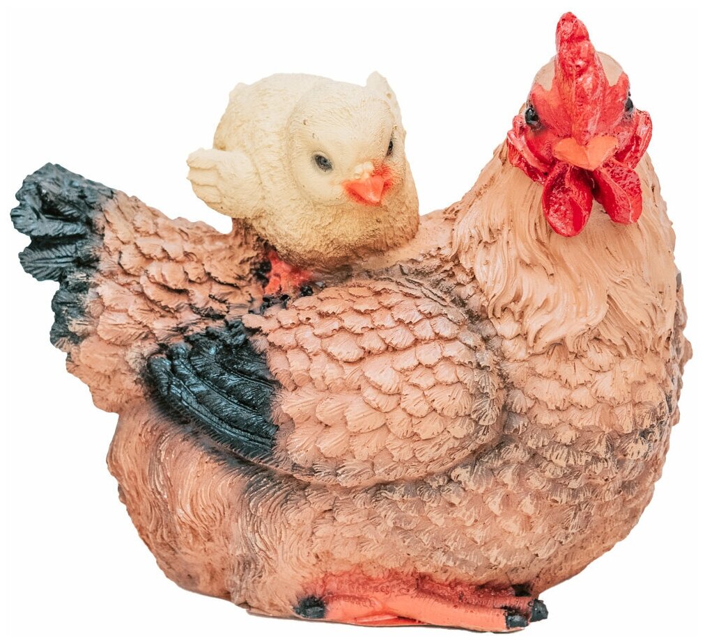 Фигура Курица Наседка с цыпленком H-25см, L-30см F1012 - фотография № 4