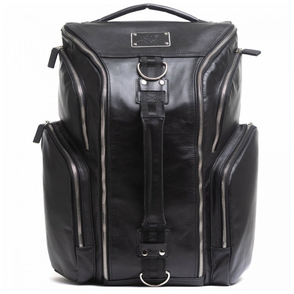 Мужская кожаная дорожная сумка-рюкзак Versado VD278 black 