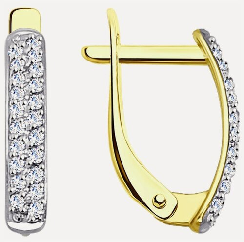 Изображение товара Серьги, желтое золото, 585 проба, фианит