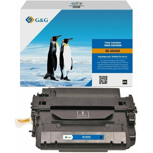 Картридж G&G Black (GG-CE255X) картридж лазерный nv print nv ce255x для hp laserjet p3015d p3015dn p3015x ресурс 12500 стр