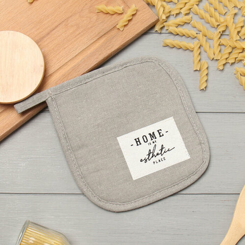 Прихватка Этель HOME цвет серый 16х16 см 50хл 50лен 545₽