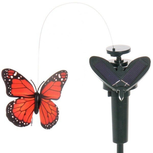 Садовая фигура для отпугивания птиц «Летающая бабочка» 30см крутящий элемент, на солнечной батарее