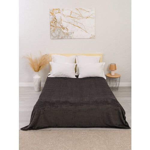 Плед велсофт 1,5-спальное, цвет графит, Мир-текстиль