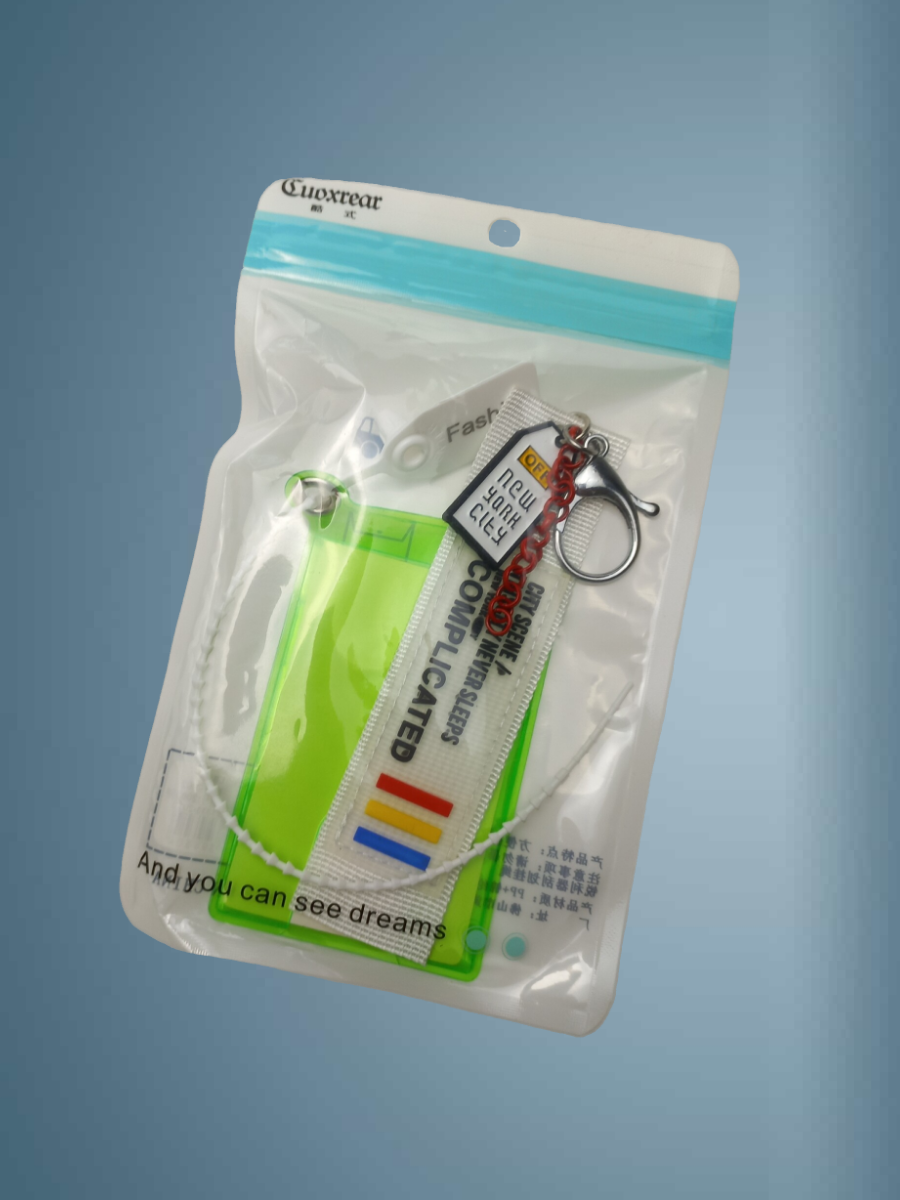 Бирка багажа Cuoxrear, салатовая, крепление карабин/хомут, 85x55мм — фото 1