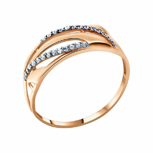 Кольцо АЛЕКСИ, красное золото, 585 проба, фианит, размер 18.5, золотой, красный