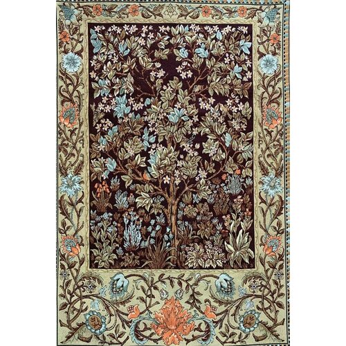 Панно гобеленовое на стену Цветущая яблоня У Моррис фон коричневый 100х69 см Гобелен 5600₽