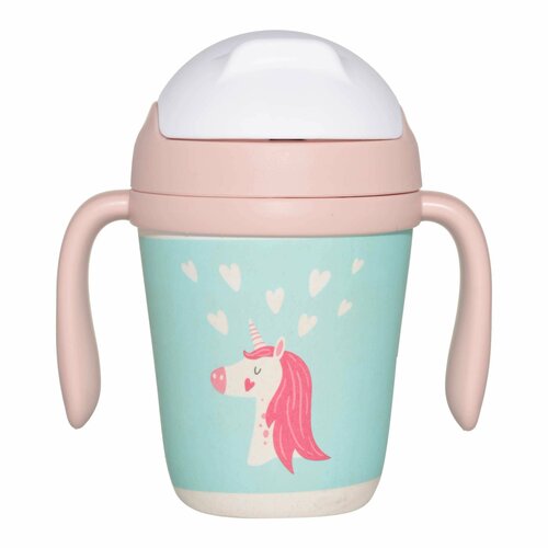 Поильник-непроливайка Kuchenland детский 300 мл бамбук розово-мятный Единорог и сердца Unicorn 1290₽