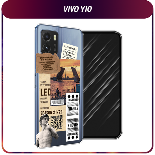 Силиконовый чехол на Vivo Y10 / Виво Y10 Санкт-Петербург коллаж, прозрачный силиконовый чехол на vivo y10 виво y10 шоколадка