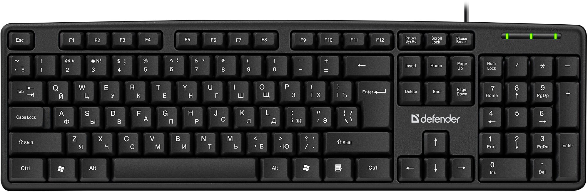 Клавиатура Defender Element HB-520, мембранная, проводная, USB, черный (45522)