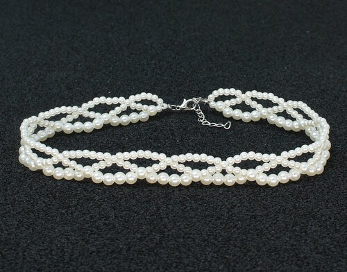 Чокер Fashion jewelry Чокер жемчужный, длина 43 см, серебряный, белый