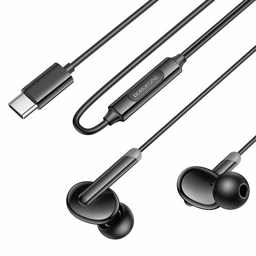 Наушники вакуумные Type-C разъём с МК без рег громкости длина 12м Borofone BM92 Black 327₽