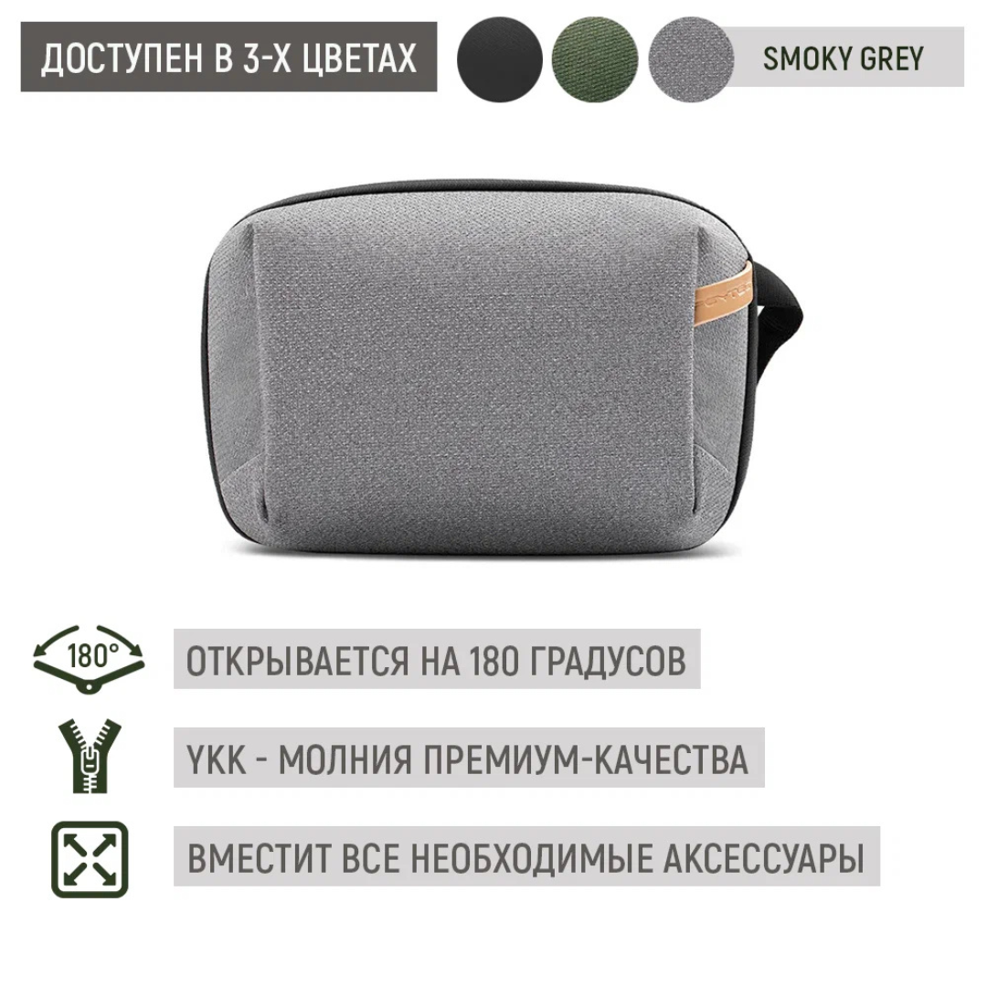 Сумка органайзер для аксессуаров PGYTECH Mini Tech Pouch (Smoky Grey), P-CB-095