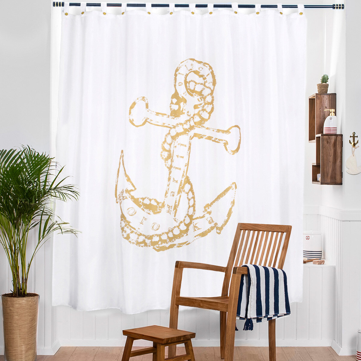 Штора для ванной тканевая 200х200 см Maritime Moroshka цвет Золото