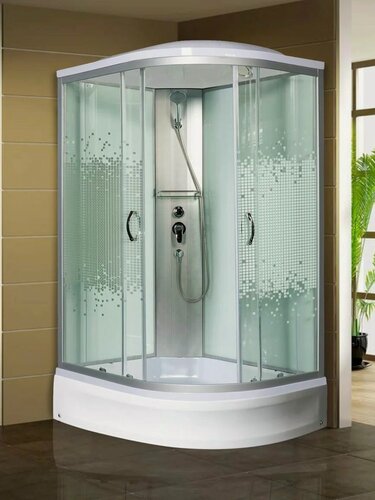 Изображение товара Душевая кабина с крышей мономах 100/80/24 МЗ L , (1000*800*2100мм), средний поддон, асимметричная