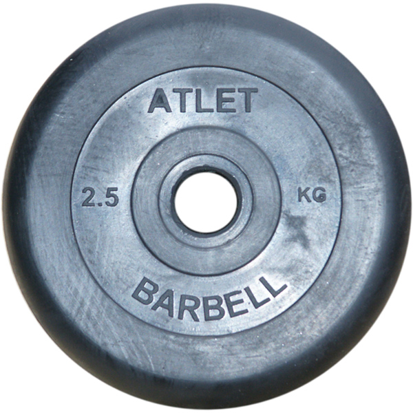 Диск обрезиненный MB Barbell d 31 мм чёрный 2,5 кг Atlet
