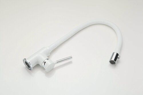 Изображение товара Смеситель для кухни FRAP F40553-8 белый, хром, гибкий излив, латунь, гайка