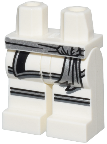 Hips and Legs with Silver Sash, Tunic Tail, Silver and Black Knee Belts Pattern, 970c00pb0599 White U