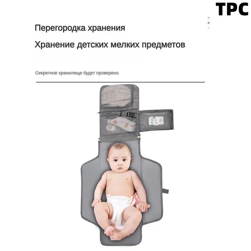 Сумка для мамы c пеленальным матрасиком, синий, полиэстер, удобна для путешествий с детьми — фото 1
