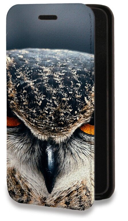 Дизайнерский горизонтальный чехол-книжка для Хуавей П Смарт 2021 / Huawei P Smart (2021) Сова и путник
