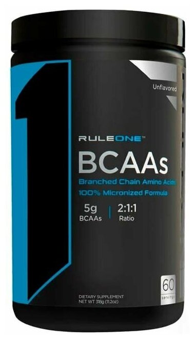 Rule 1 BCAA Unflavored 60 порций 318 гр., нейтральный