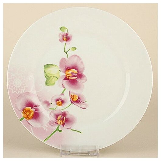 Тарелка обеденная фарфоровая 23 см "Орхидея" Коралл