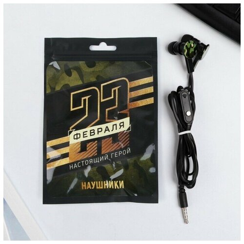 Наушники вакуумные в пакете Настоящий герой с микрофоном 12 м 10 х 15 см 449₽