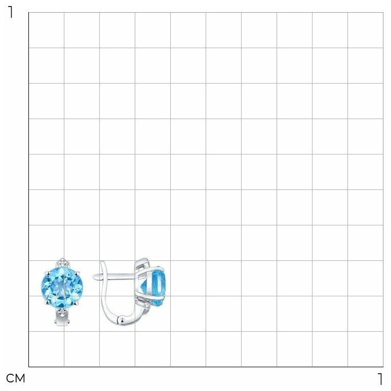 Серьги SOKOLOV, серебро, 925 проба, родирование, топаз, фианит