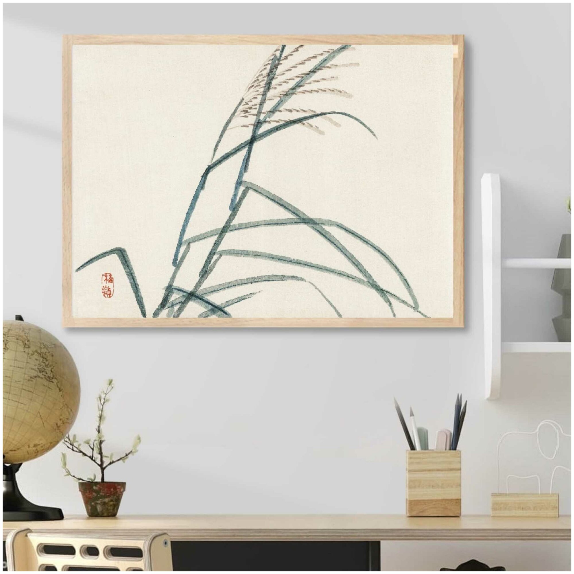 Постер без рамки "Бамбук в японском стиле репродукция" 30 на 40 в тубусе / Картина для интерьера / Плакат / Постер на стену / Интерьерные картины